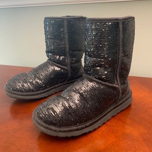 UGG Sequin Classic Short Boots Black Size 5